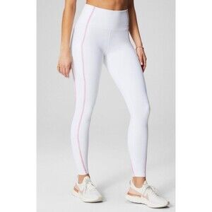 Fabletics Women's S Oasis PureLuxe High-Waisted Full Length Legging White Pink